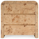 Cora 3 Drawer Burl Wood Curved Chest