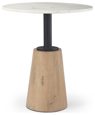 Maxwell 32" Round White Marble Accent Pedestal Bistro Table
