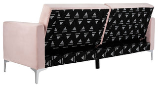 Safavieh Chelsea Foldable Futon Bed, Blush/Chrome
