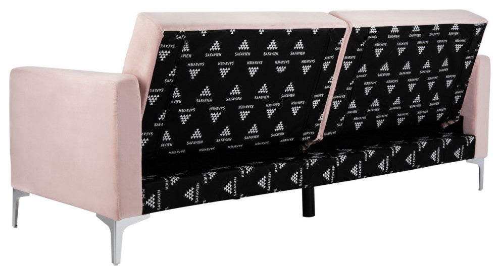 Safavieh Chelsea Foldable Futon Bed, Blush/Chrome