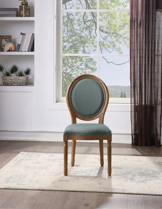 Lillian Oval Back Chair, Klein Sea Fabric With Brushed Frame