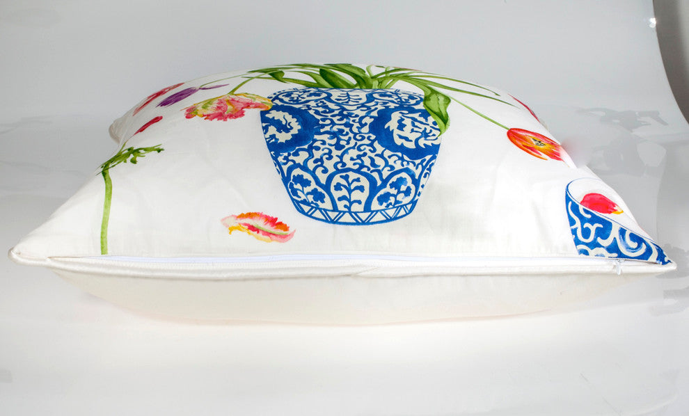 Designer Floral Pillow Cover, Decorative Pillow,, 22"x22"