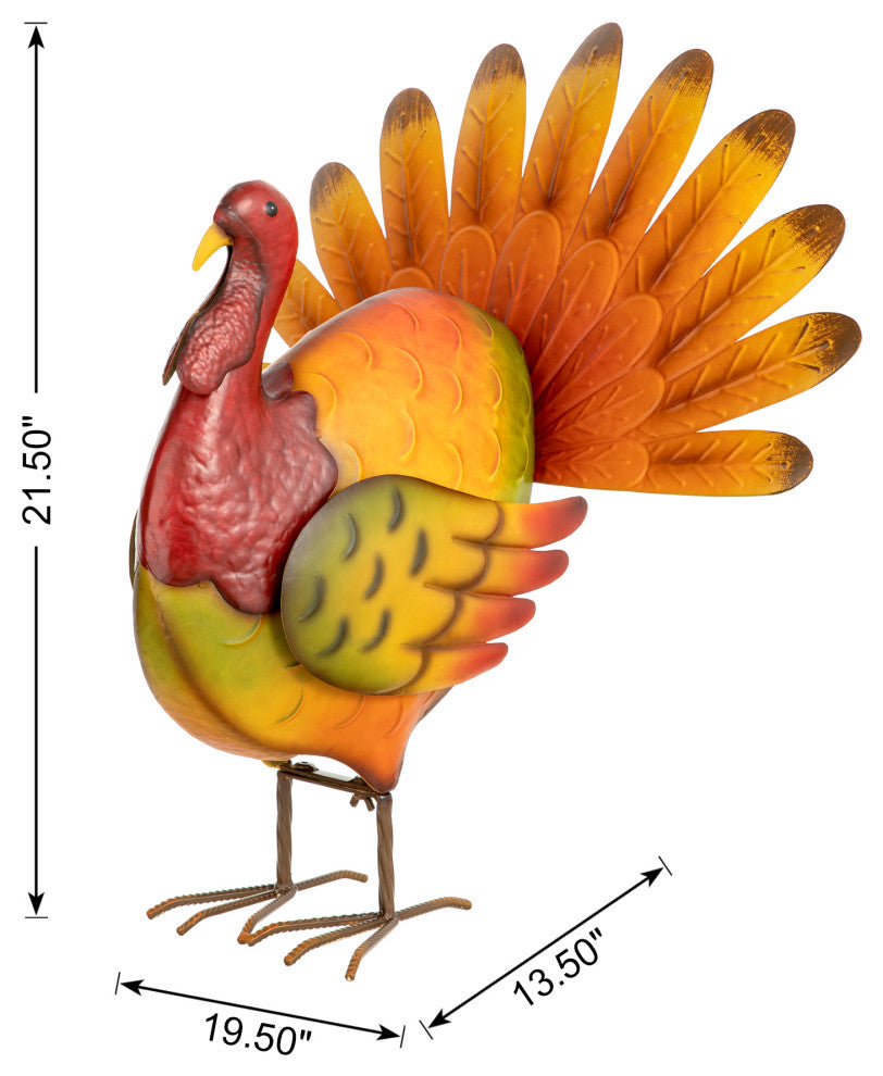 21.5"H Thanksgiving Metal Turkey Porch Decor