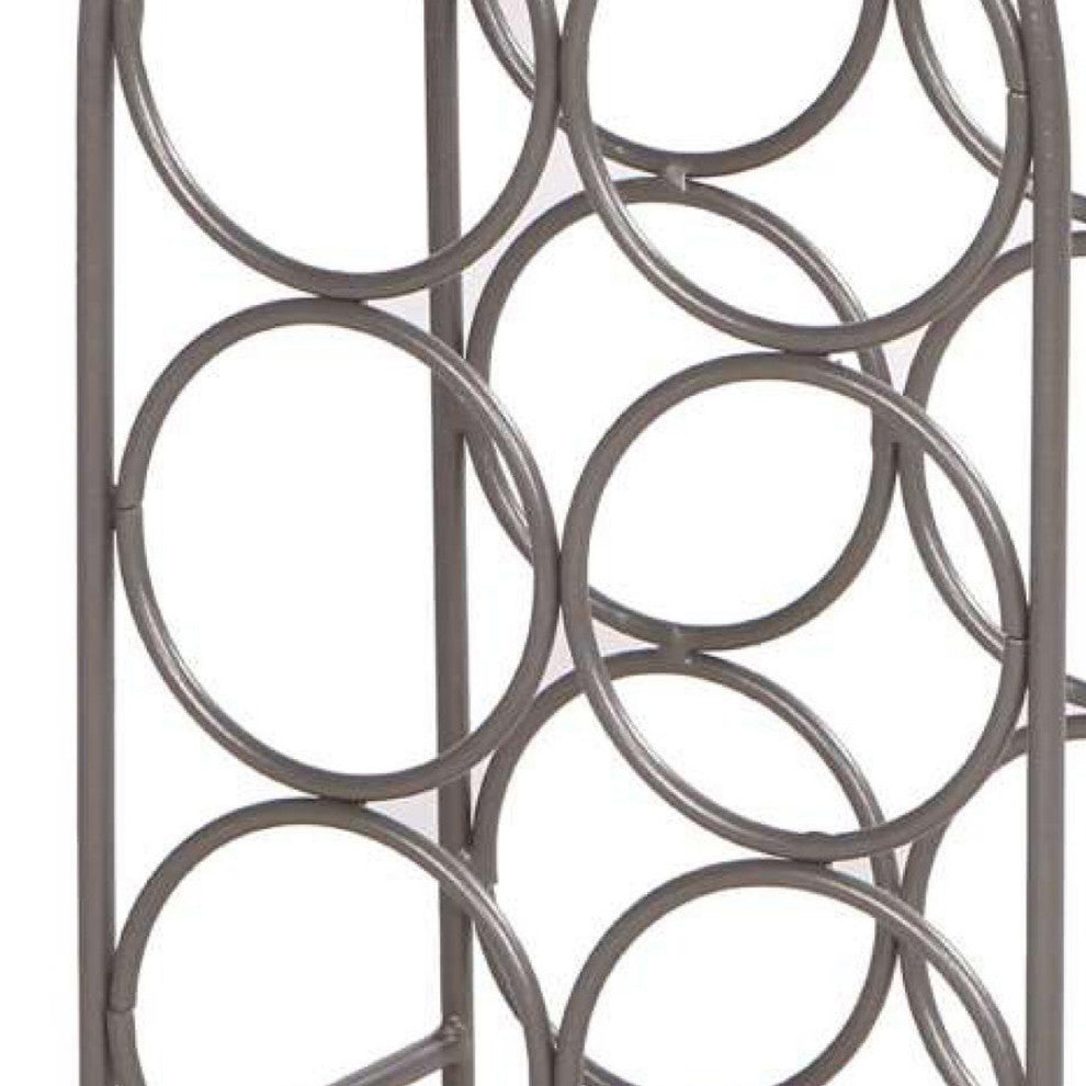 Benzara UPT-266372 Wine Rack Holder, Arched Iron Frame, 6 Bottle Storage, Gray