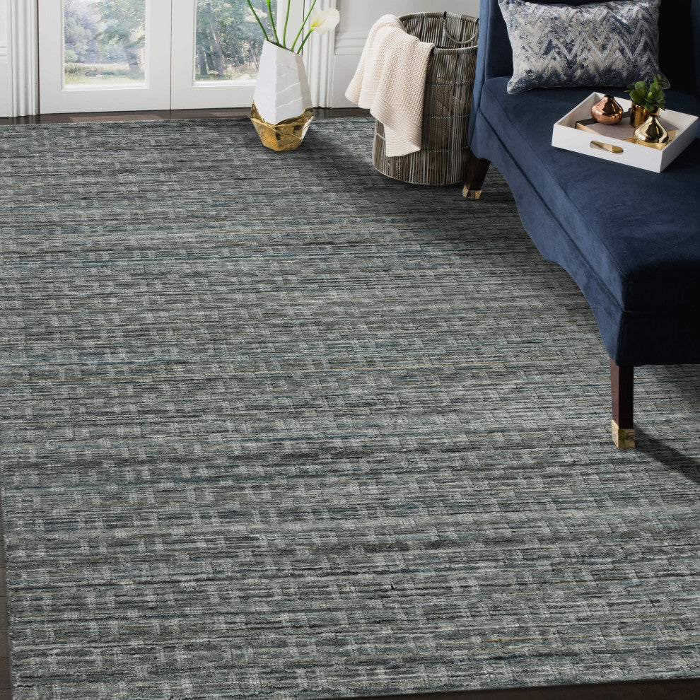 Houston Aliya Area Rug, Turq Gray, 8'9" x 11'9", Geometric