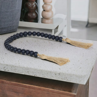 Akaida Dark Blue Wooden Bead Tassel Decor