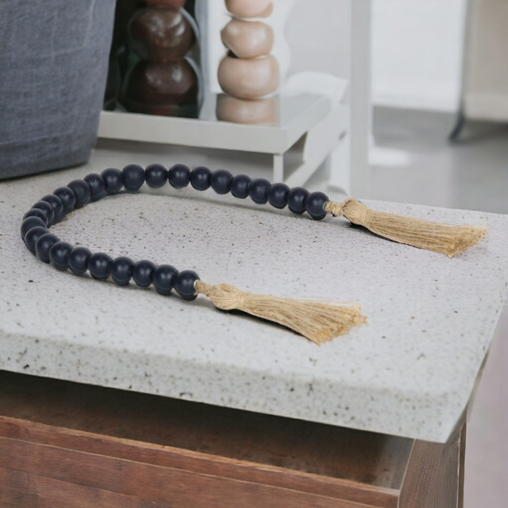 Akaida Dark Blue Wooden Bead Tassel Decor