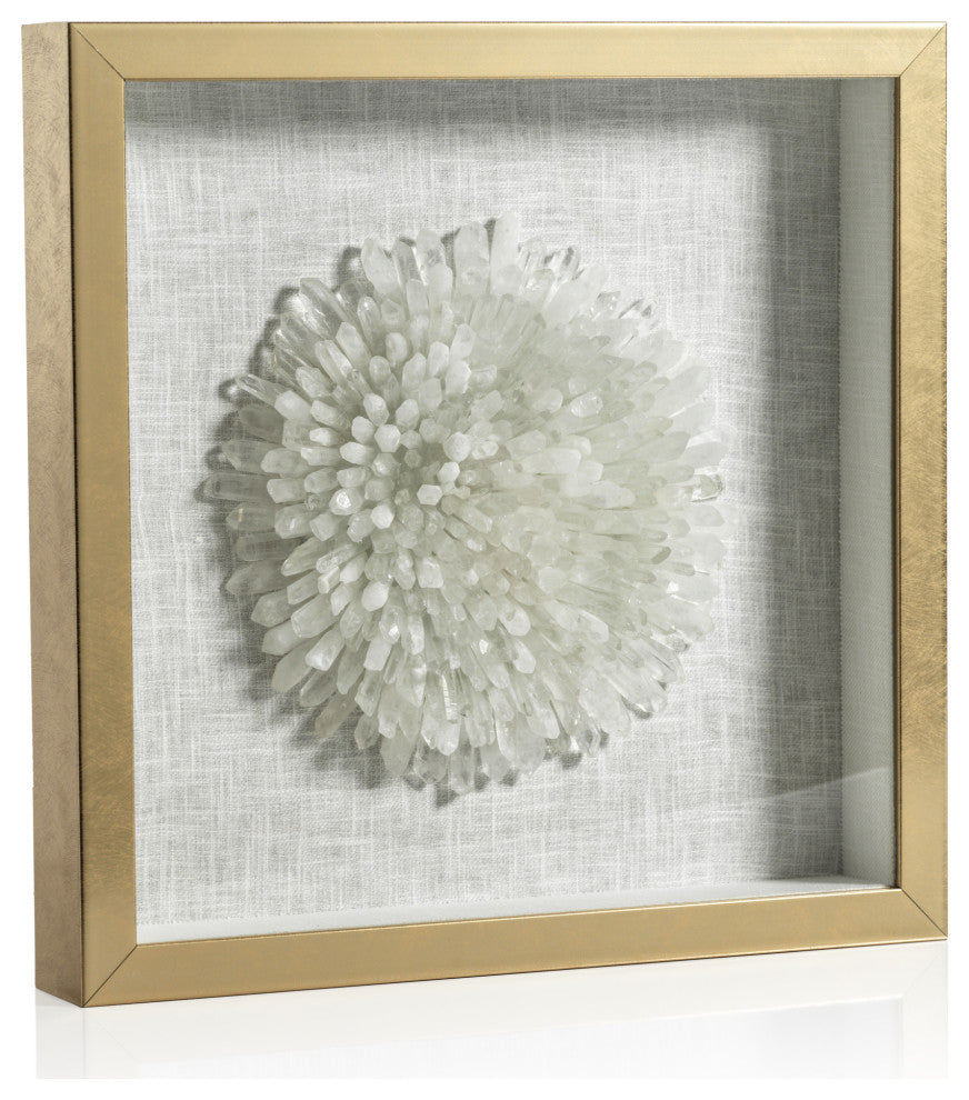 Firnley Gold Framed Crystal Flower Wall Decor, White