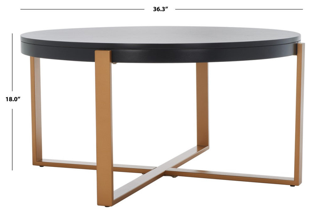 Safavieh Navya Round Coffee Table, Black/Gold