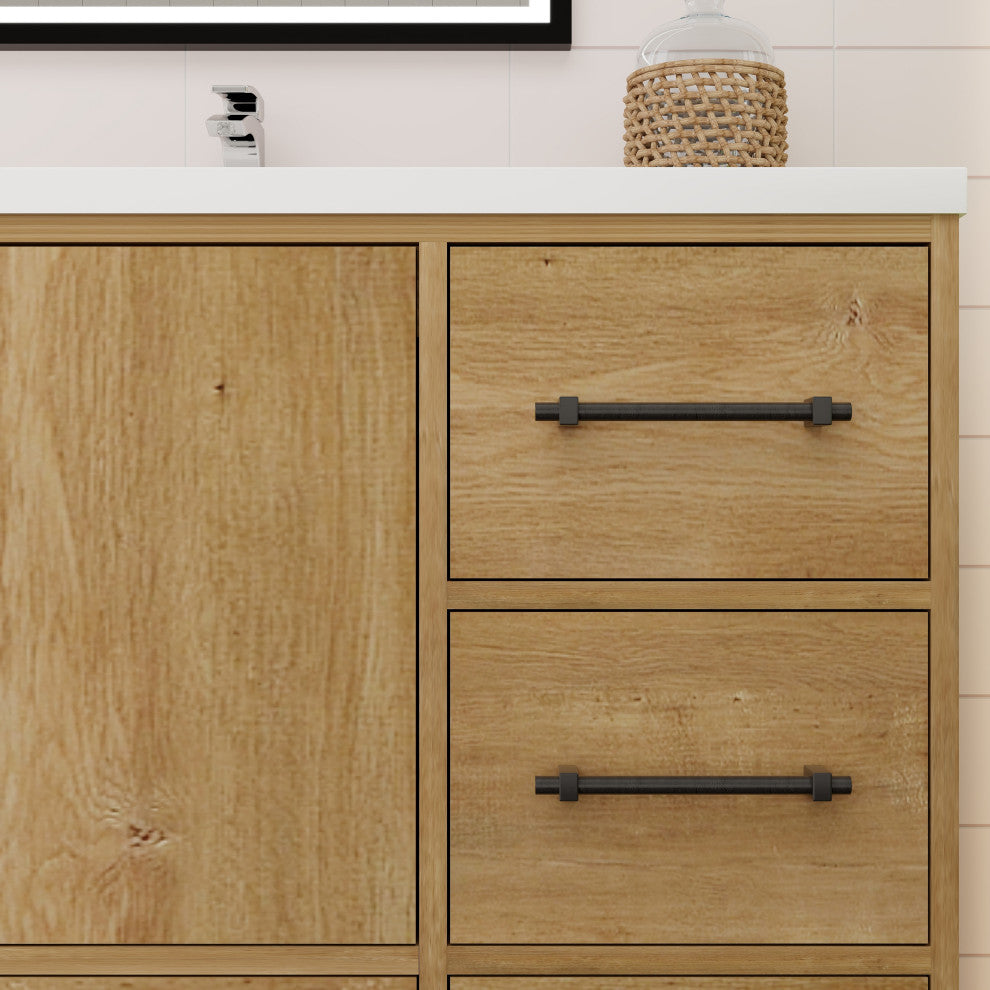 Victoria 84" Solid Wood Bath Vanity, Double Sink, Oak