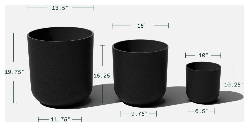 Veradek Mason Series Kona Planter Set of 3 Cluster, Black