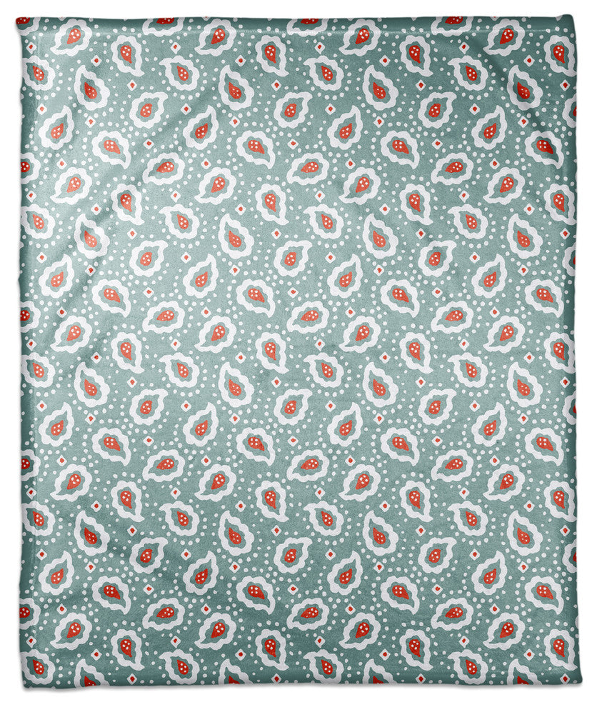 Paisely Pattern in Blue Fleece Blanket