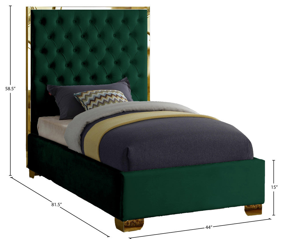 Lana Velvet Bed, Gray, Twin