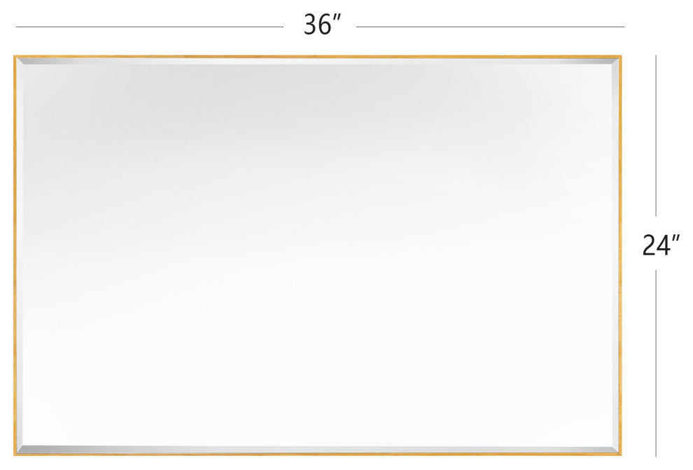 Metal Framed Rectangle Beveled Edge Wall Mirror Bathroom Vanity Mirror, Gold, 24"x36"