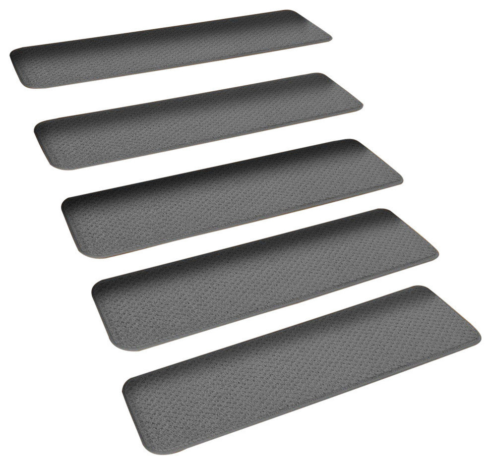 Set of 15 Skid-Resistant Carpet Stair Treads Gray, 8"x27"