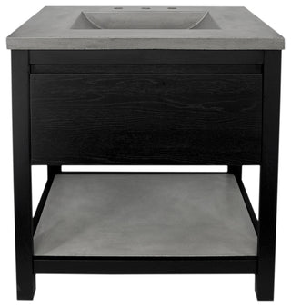 Solace Vanity Set with Palomar Vanity Top and Sink, Ash, Midnight Oak, 30"