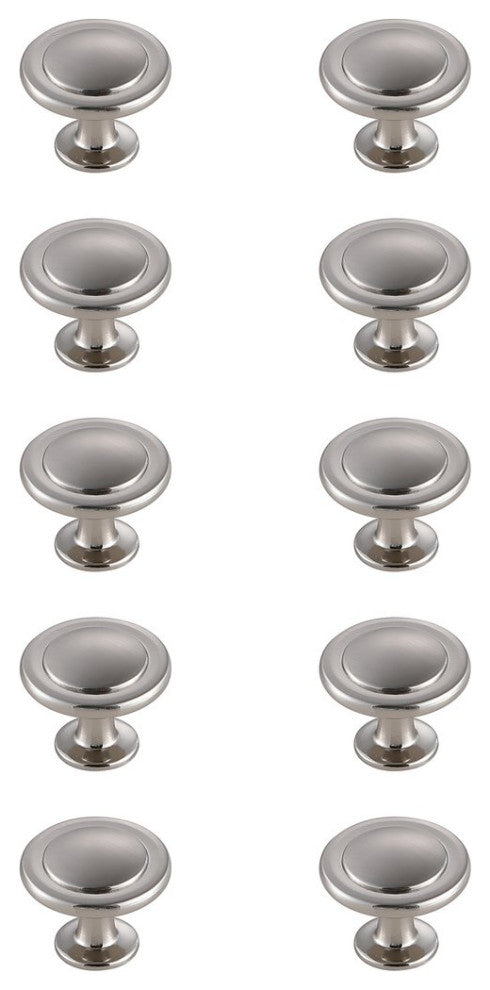 KB2005-NK-10PK Logyn 1.3" Mushroom Knob, Set of 10, Brushed Nickel