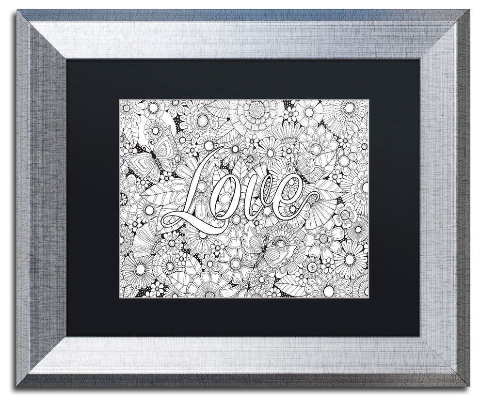 Hello Angel ''Love in the Garden'' Art, Silver Frame, Black Mat, 14x11