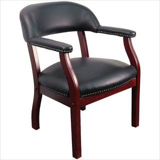 Black Vinyl Luxurious Conference Chair with Accent Nail Trim