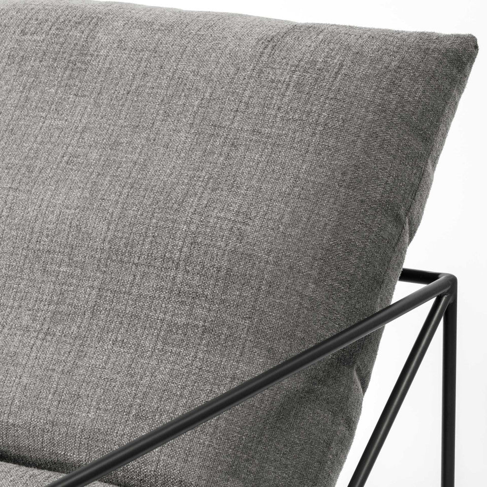 HomeRoots Grey Fabric Wrap Accent Chair With Black Metal Frame