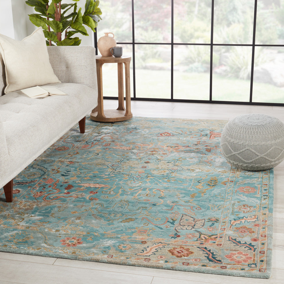 Cristobol Handmade Medallion Area Rug, Turquoise/Pink, 8'x10'