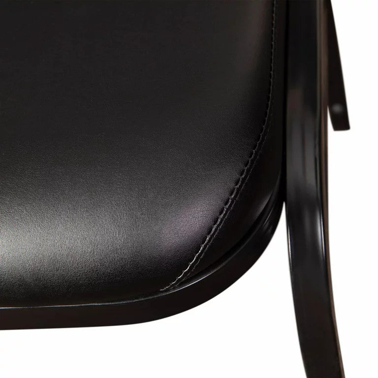 Set of 4 Multifunctional Chair, Cushioned Vinyl Seat With Dome Backrest, Black