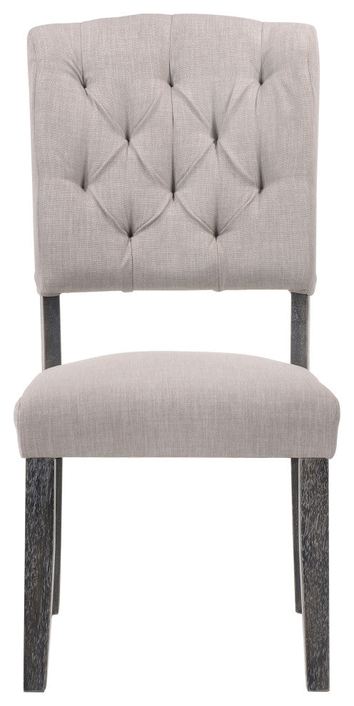 ACME Bernard Side Chair, Set of 2, Fabric and Weathered Gray Oak
