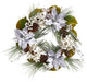 W1318 24 Silver Poinsettia, Hydrangea and Pinecones Artificial Christmas Wreath