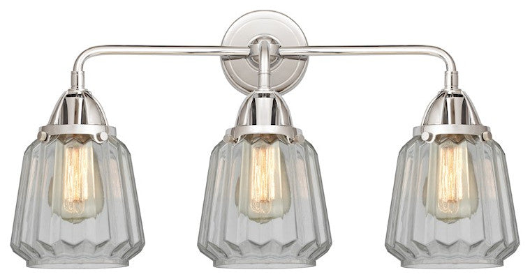 288-3W-PC-G142 Chatham 3 Light 24" Bath Vanity Light, Polished Chrome