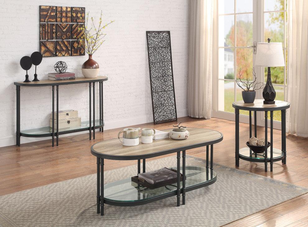 Lv00751, Coffee Table, Oak and Sandy Black Finish, Brantley