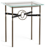 Equus Side Table, Bronze Finish, Bronze Accents, Black Leather Strap