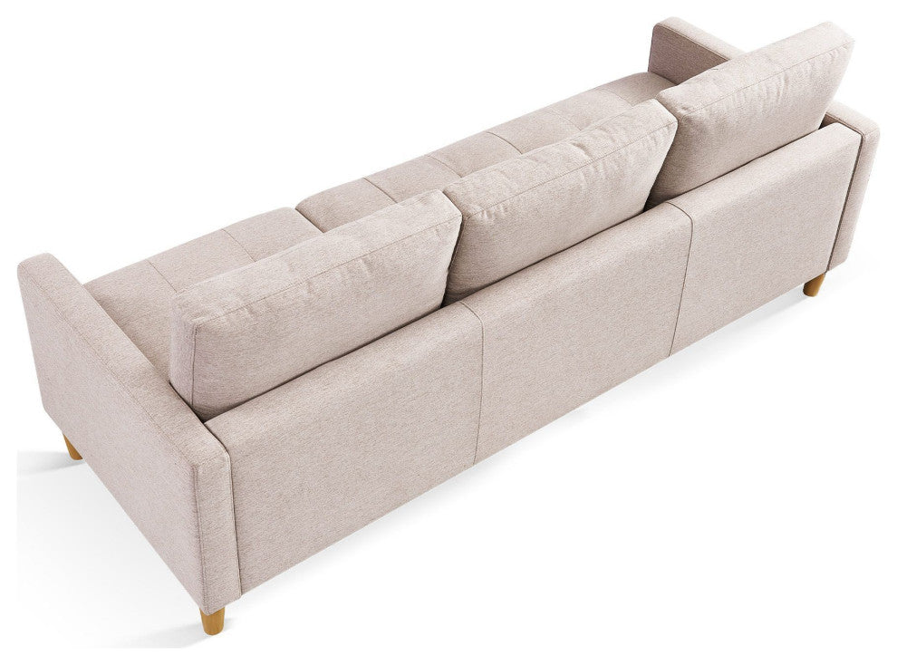 Stagecoach 87" 2-Piece Tufted Reversible Sectional With Ottoman, Beige