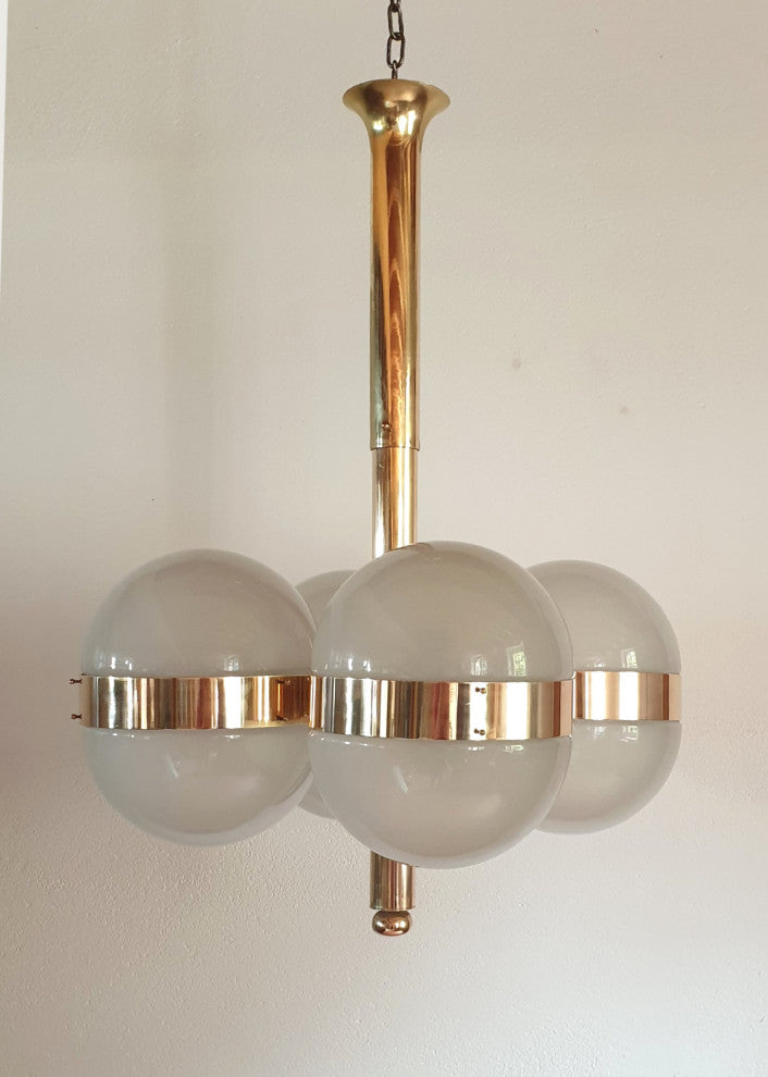 Large Mid-Century Modern "Tetraclio" Chandelier