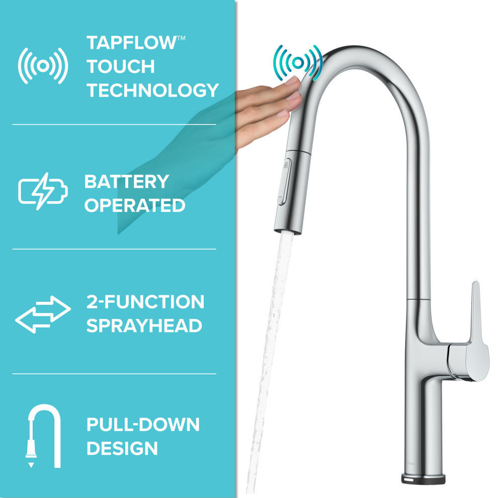 Oletto Pull-Down 1-Hole Kitchen Faucet, Chrome, Model Ktf-3101ch