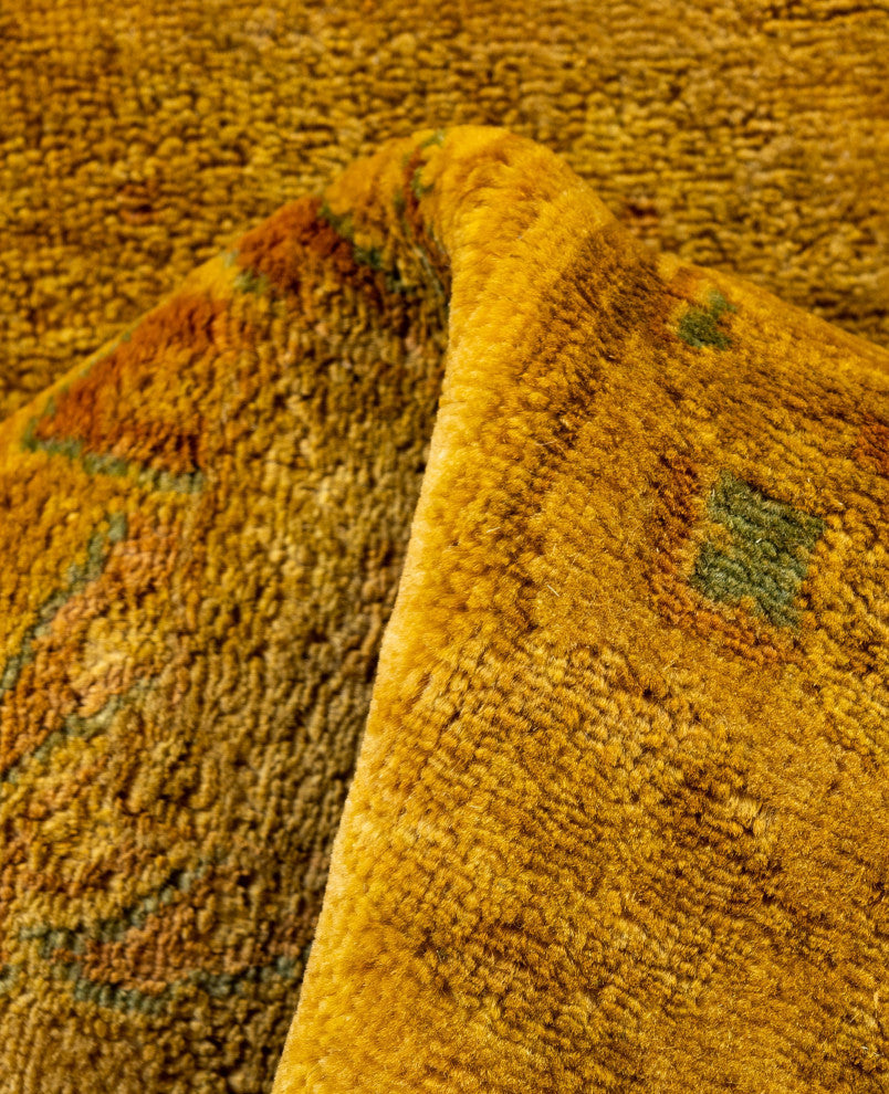 Overdyed One-of-a-Kind Hand-Knotted Area Rug Yellow, 2' 6" x 16' 2"