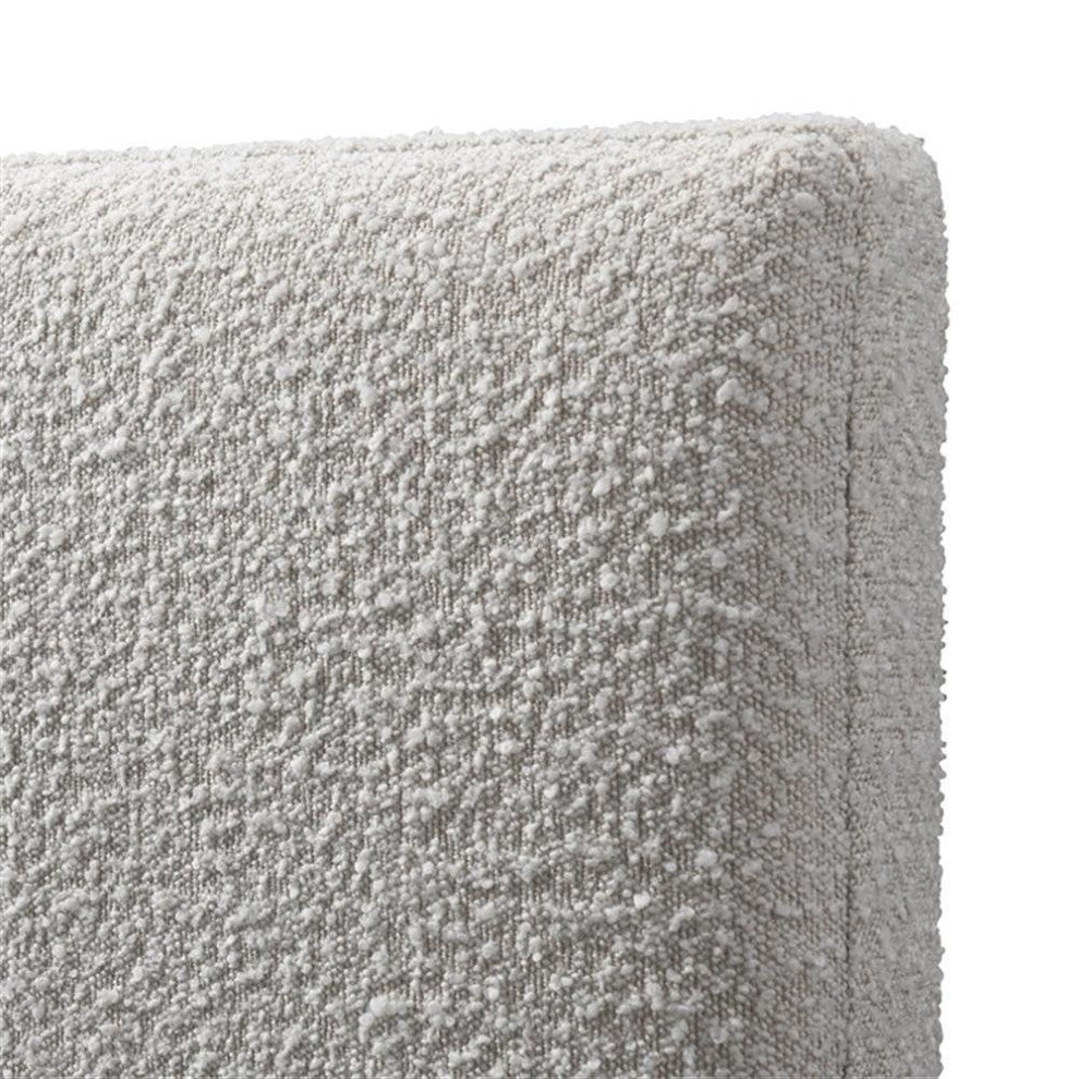 Omax Decor Venice Upholstered Platform King Bed in Cream Beige Boucle Fabric