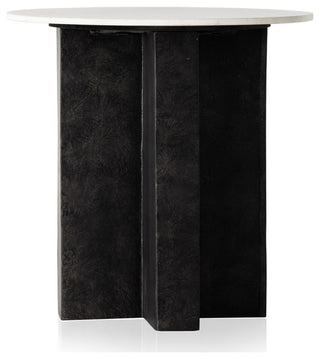 Terrell Round End Table-Plsh White