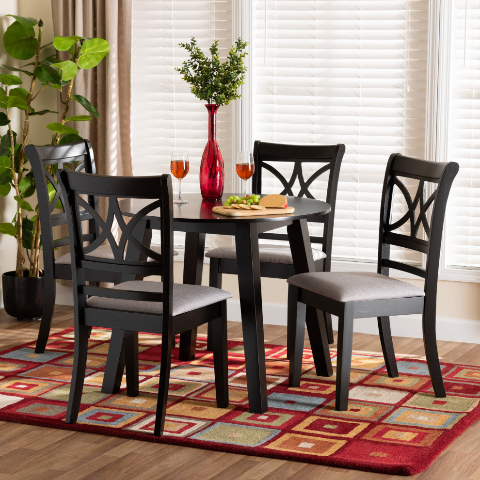 Anni 5 -Piece Dining Set, Gray/Dark Brown