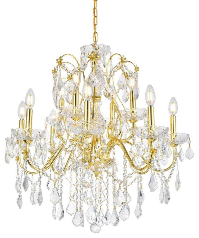 6 light 24" Chandelier, Gold, 28
