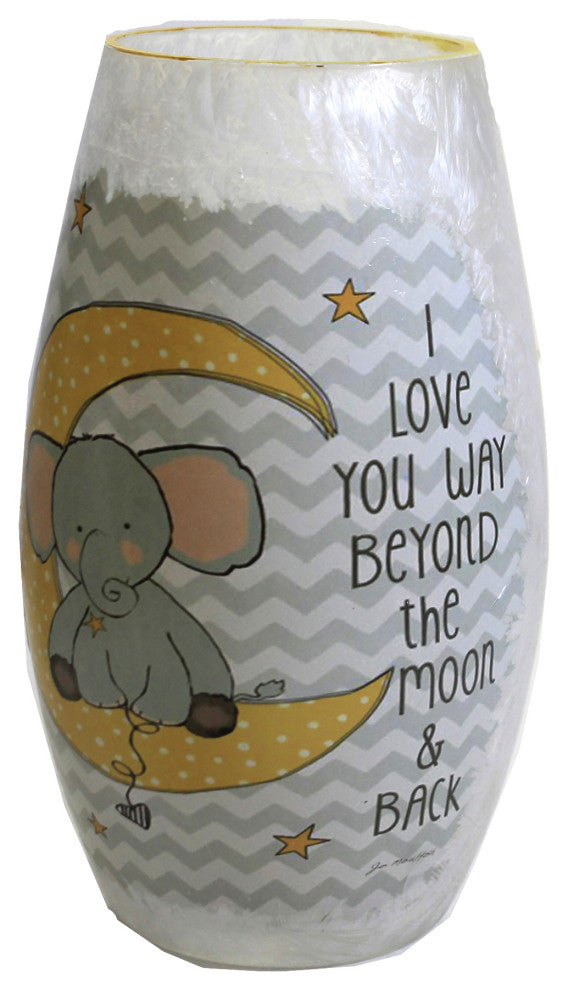 7.25In & Stars Pre-Lit Vase, Glass, Elephant Ske9205 Moon