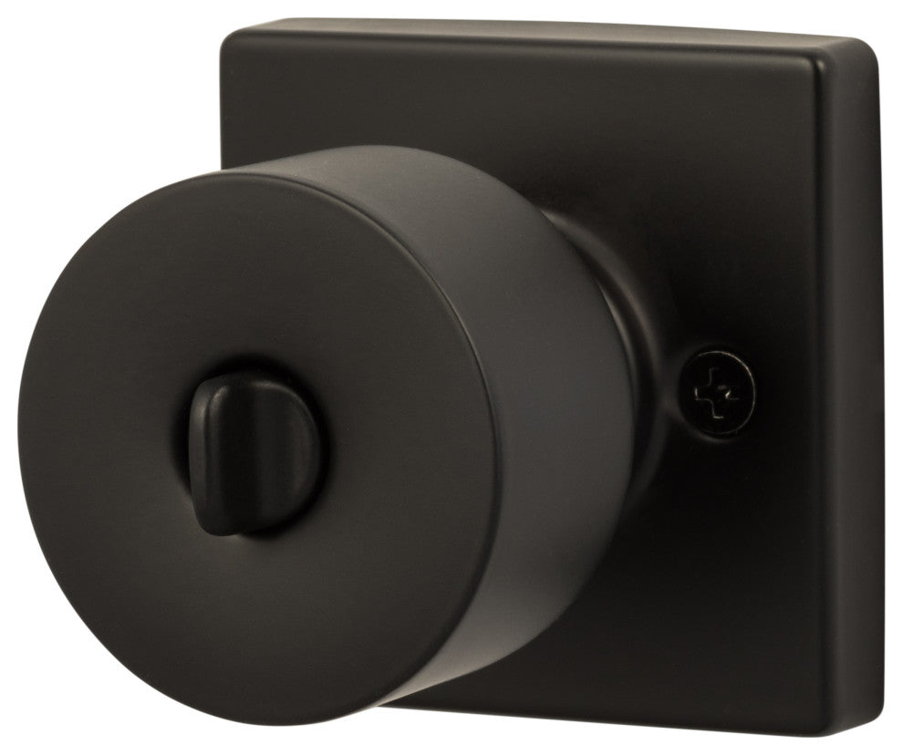 Bergen Square Keyed Entry Door Knob, Flat Black