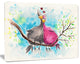 Two Birds in Love on Branch, Abstract Canvas Art Print, 60"x28"