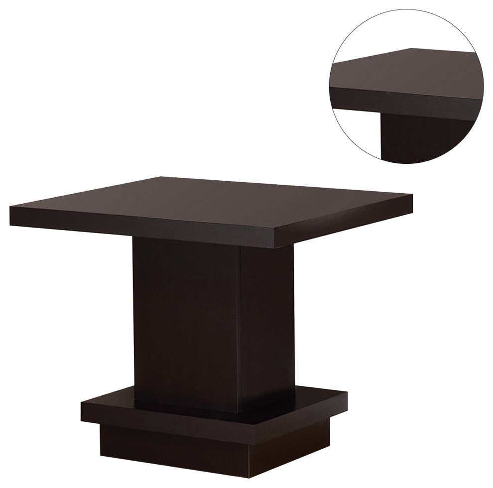 Pedestal Square End Table, Cappuccino
