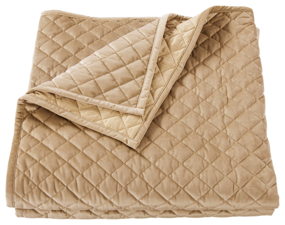 Velvet Diamond Quilt, Twin, Oatmeal, 1 Piece