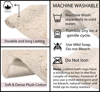 Modesto Bath Rug Bath Rug Set, Machine Wash, 17x24" Rectangle, Ivory