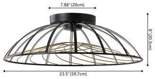 Ambros Industrial Metal Dimmable Stripe Half-Cage Integrated LED Flush Mount