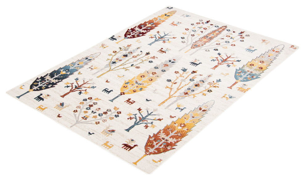 Aqua Pine Area Rug, Ivory, 6'x9'