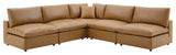 Commix Down Filled Overstuffed Vegan Leather 5-Piece Sectional Sofa - Tan