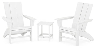 Modern 3-Piece Curveback Adirondack Set, Long Island 18" Side Table, White