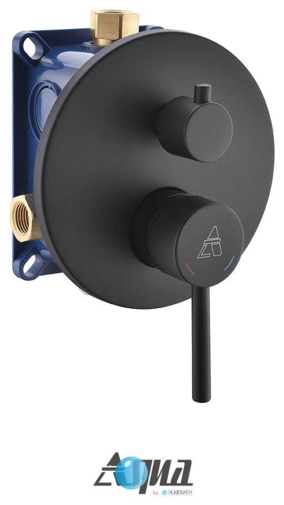 Rondo Matte Black 3-Way Rough-In Shower Valve, Cover Plate, Handle, Diverter